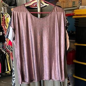 Claudia Richard Shiny Mauve Short Sleeve Top